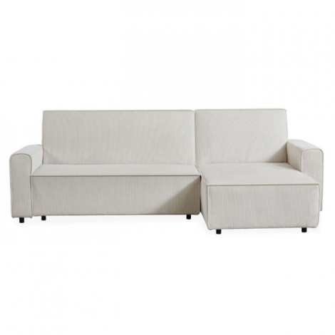 Canapé d'Angle Convertible Velours "Pascal" 250cm Crème|Canape|Paris Prix