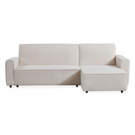 Canapé d'Angle Convertible Bouclette "Pascal" 250cm Crème|Canape|Paris Prix