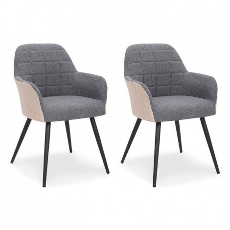 Lot de 2 Fauteuils Design "Singolo" 81cm Beige & Gris|Fauteuil / Chauffeuse|Paris Prix