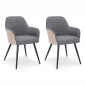 Lot de 2 Fauteuils Design "Singolo" 81cm Beige & Gris|Fauteuil / Chauffeuse|Paris Prix