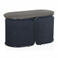 Table Basse & 2 Poufs Bouclette "Moka" 78cm Noir|Table Basse|Paris Prix