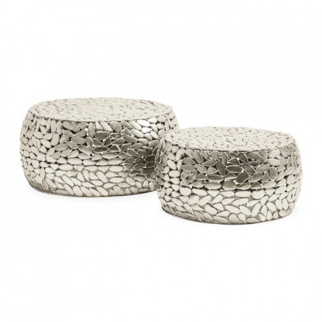 Lot de 2 Tables Basses Métal "Sitea" 66cm Argent|Table Basse|Paris Prix