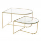 Lot de 2 Tables Basses en Verre "Porte" 76cm Or|Table Basse|Paris Prix