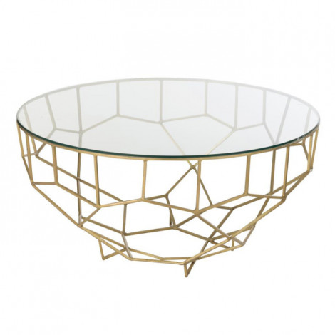 Table Basse Design en Verre "Moza" 90cm Or|Table Basse|Paris Prix