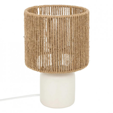 Lampe à Poser en Céramique "Koby" 24cm Blanc & Naturel|Lampes à poser|Paris Prix
