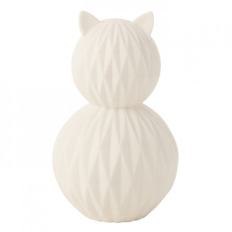 Lampe à Poser LED en Porcelaine "Chat" 22cm Blanc|Lampes à poser|Paris Prix