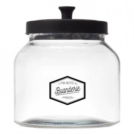 Bocal en Verre "Ma Petite Buanderie" 18cm Transparent|Boites de Rangement|Paris Prix
