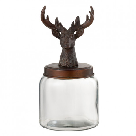 Bocal en Verre "Cerf" 32cm Transparent|Boites de Rangement|Paris Prix