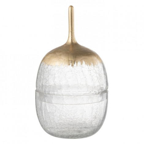 Bonbonnière en Verre "Craquelé" 27cm Transparent & Or|Boites de Rangement|Paris Prix