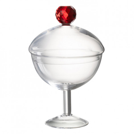 Bonbonnière en Verre "Diamond" 25cm Transparent & Rouge|Boites de Rangement|Paris Prix