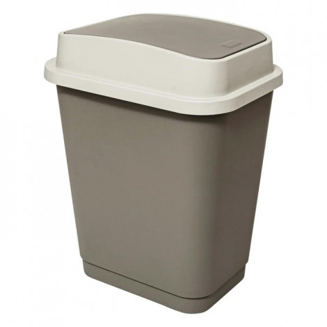 Poubelle Double Ouverture "Couvercle" 25L Beige|Equipement de Cuisine|Paris Prix
