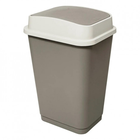 Poubelle Double Ouverture "Couvercle" 50L Beige|Equipement de Cuisine|Paris Prix