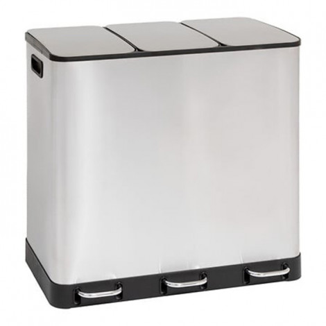 Poubelle de Tri 3 Bacs en Métal "Ariane" 18L Argent|Equipement de Cuisine|Paris Prix