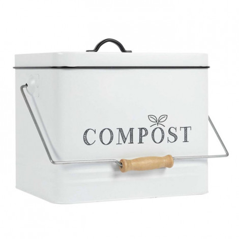 Poubelle en Métal "Compost" 10L Blanc|Equipement de Cuisine|Paris Prix