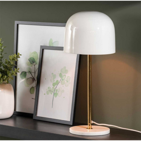 Lampe Manta blanche émaillée et or|Lampes à poser|Lampe Avenue