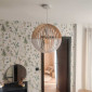 Suspension boule en bois de peuplier naturel et blanche|Suspensions|Lampe Avenue