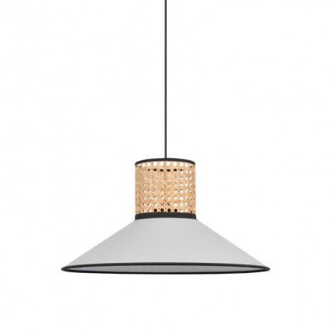 Suspension coton gris et cannage|Suspensions|Lampe Avenue