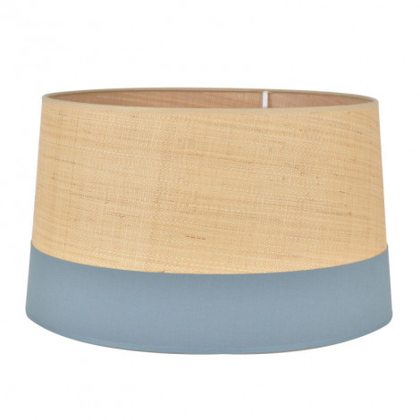 Abat-jour conique raphia et textile bleu pétrole|Abat Jour|Lampe Avenue