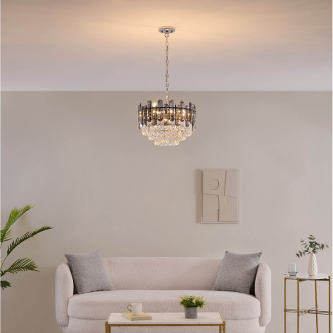 Lustre prestige pampilles en cascade fumées et transparentes - Tarragona|Lustre|Kosilum