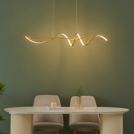Grande suspension spirale dorée 120 cm de long - Lybella|Lustre|Kosilum