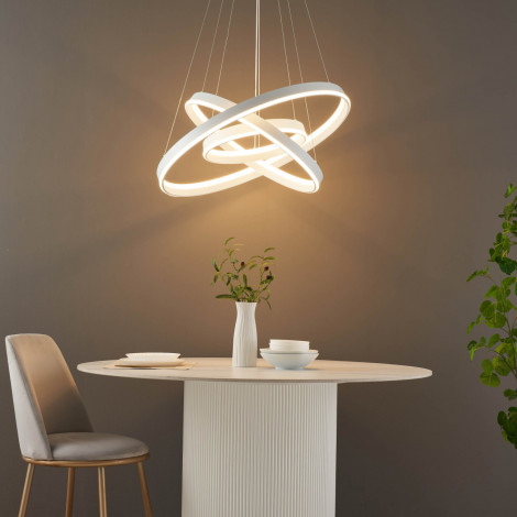 Grande suspension blanche trois anneaux LED - Nettuno|Lustre|Kosilum