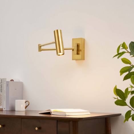 Applique avec liseuse orientable couleur laiton - Rimio|Appliques murales|Kosilum