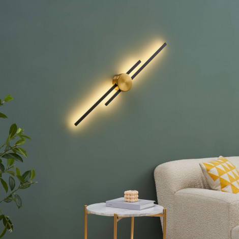 Grande applique noire et laiton aux lignes épurées 89 cm - Pia|Appliques murales|Kosilum