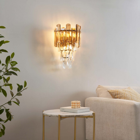 Applique dorée cristal prestige cascade de pampille - Elemia|Appliques murales|Kosilum
