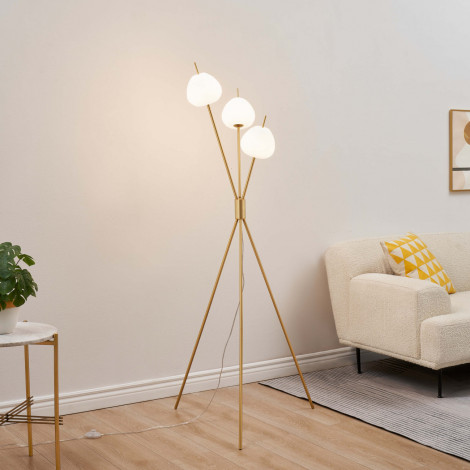 Lampadaire moderne trépied doré LED intégrée 157 cm - Olanta|Lampadaire|Kosilum