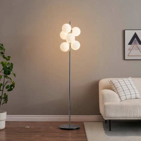 Lampadaire chromé tendance 7 sphères en verre 160 cm - Melissa|Lampadaire|Kosilum