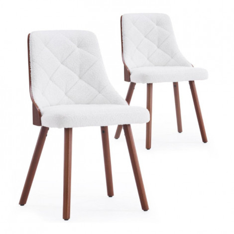 Lot de 2 Chaises Bouclette "Cargo" 79cm Noisette & Blanc|Chaise|Paris Prix