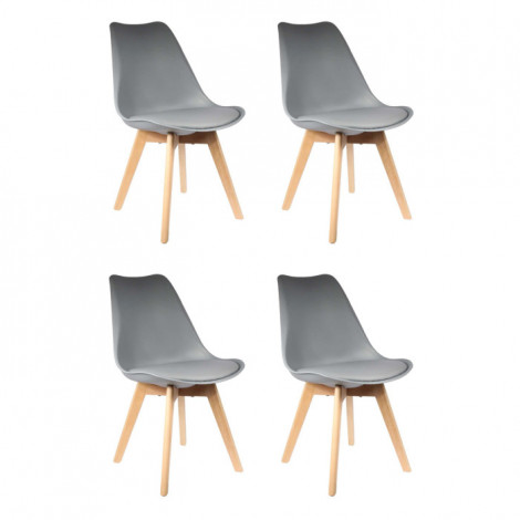 Lot de 4 Chaises Scandinaves "Coque" 81cm Gris|Chaise|Paris Prix