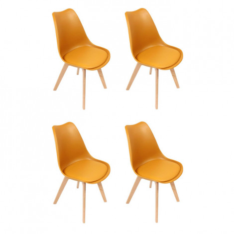 Lot de 4 Chaises Scandinaves "Coque" 81cm Jaune|Chaise|Paris Prix