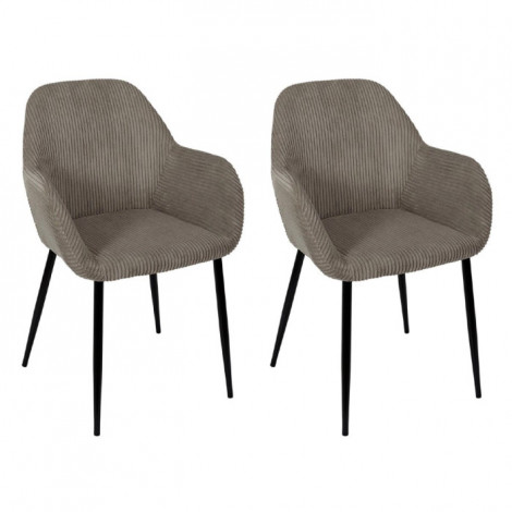 Lot de 2 Fauteuils Côtelé "Scott" 85cm Taupe|Fauteuil / Chauffeuse|Paris Prix