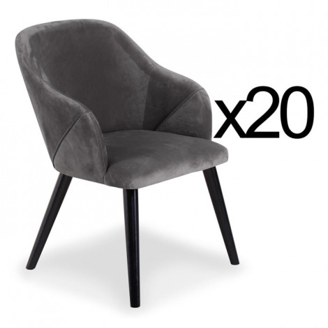 Lot de 20 Fauteuils en Velours "Yugnat" 85cm Gris|Fauteuil / Chauffeuse|Paris Prix
