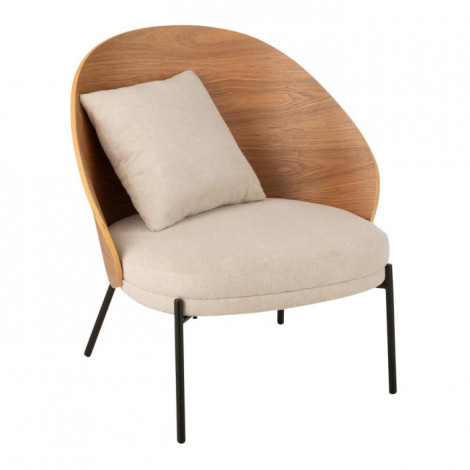 Fauteuil Lounge Design "Lone" 81cm Naturel & Beige|Fauteuil / Chauffeuse|Paris Prix