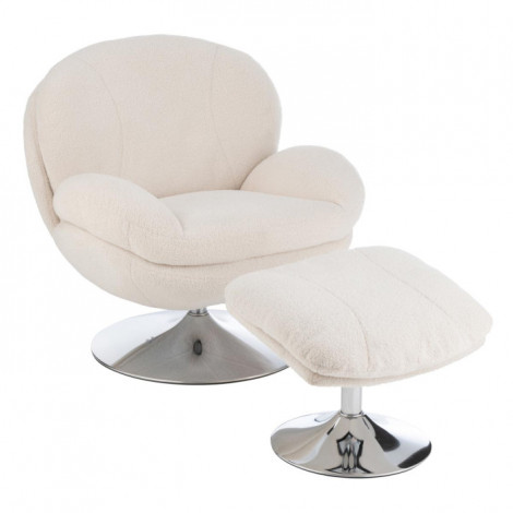 Fauteuil Relax & Repose-Pieds "Frosted" 88cm Crème|Fauteuil / Chauffeuse|Paris Prix