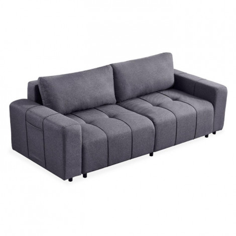 Canapé Convertible 3 Places Tissu "Amos" 239cm Gris foncé|Canape|Paris Prix