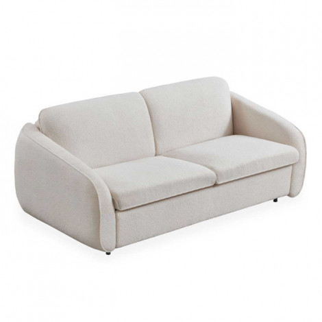 Canapé Convertible Express Bouclette "Eldon" 200cm Crème|Canape|Paris Prix