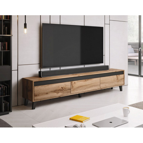 Lord - meuble TV - bois et noir - 185 cm - style industriel|Meuble TV|BestMobilier