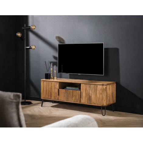 Delhi - meuble tv - bois et noir - 135 cm|Meuble TV|BestMobilier