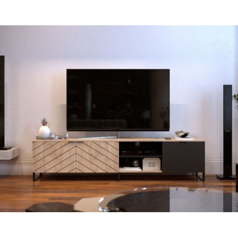 BOBOCHIC Auxane - meuble TV - bois et noir - 200 cm - style contemporain|Meuble TV|BestMobilier