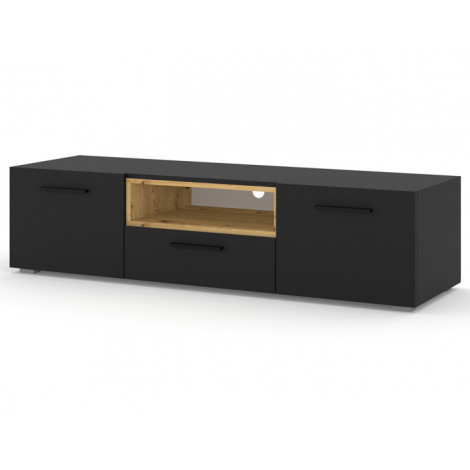 Leolio - meuble tv - noir et bois - 151 cm|Meuble TV|BestMobilier