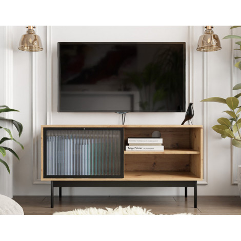 Lamia - meuble TV - bois et noir - 117 cm|Meuble TV|BestMobilier