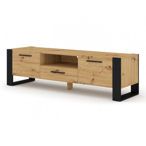 Donnely - meuble tv - bois et noir - 160 cm|Meuble TV|BestMobilier
