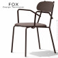 Fauteuil design rétro d'extérieur FOX, structure acier peint, assise avec coussin aimanté habillage tissu - Lot de 4 pièces.|Fauteuil / Chauffeuse|100chaises