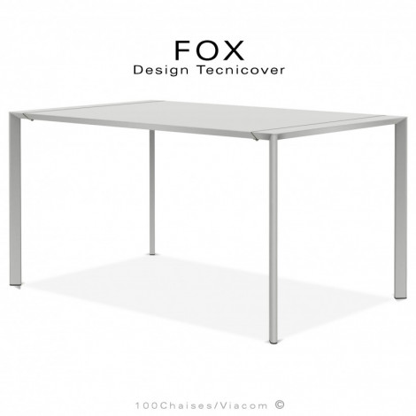 Table repas rectangulaire FOX, structure acier galvanisé peinture poudre pour extérieur, piétement mise à niveau automatique.|Table|100chaises