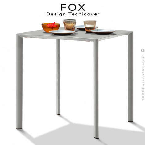 Table repas carré FOX, structure acier galvanisé peinture poudre pour extérieur, piétement mise à niveau automatique.|Table|100chaises