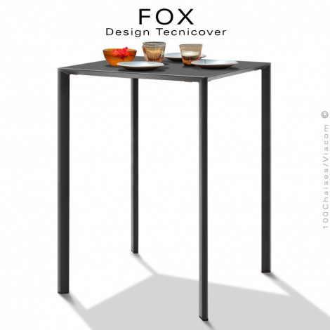 Table haute ou mange debout FOX, structure acier galvanisé peinture poudre, piétement niveau automatique, plateau 60x60 cm.|Table|100chaises