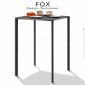 Table haute ou mange debout FOX, structure acier galvanisé peinture poudre, piétement niveau automatique, plateau 60x60 cm.|Table|100chaises